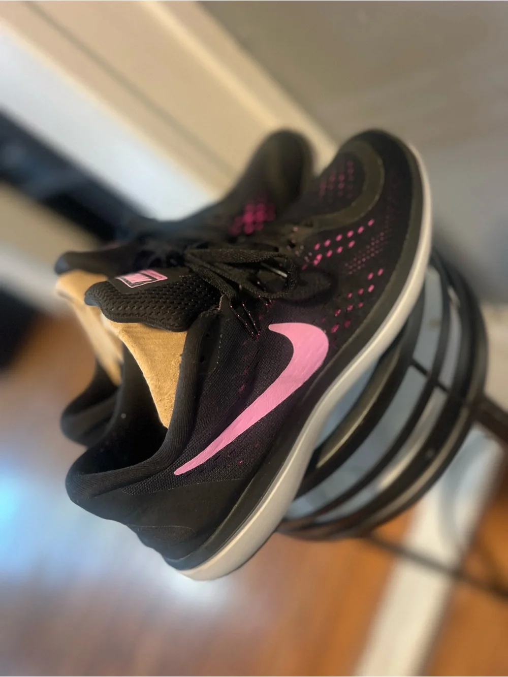 Nike Black and Pink Women's Athletic Running Shoes